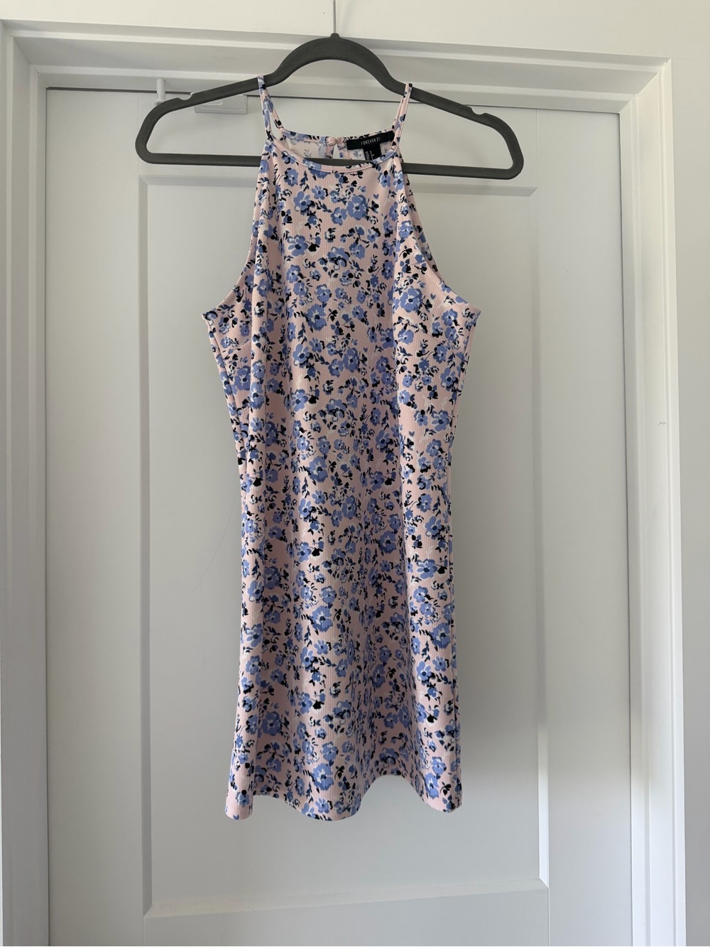 Forever 21 Pink Mini Dress with Blue Floral Print